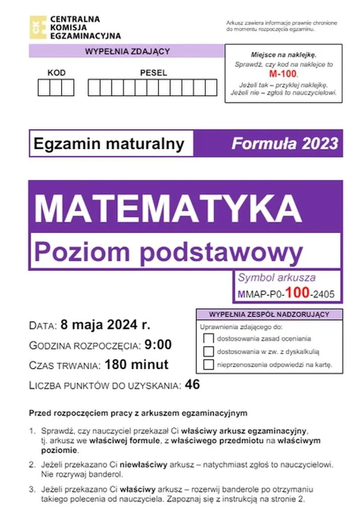 Wymagania maturalne z matematyki